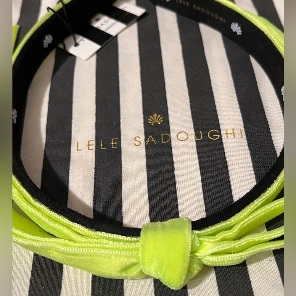 LELE SADOUGHI NWT AUTHENTIC NEON SUNSHINE BARDOT SLIM VELVET RIBBON HEADBAND - Picture 4 of 12